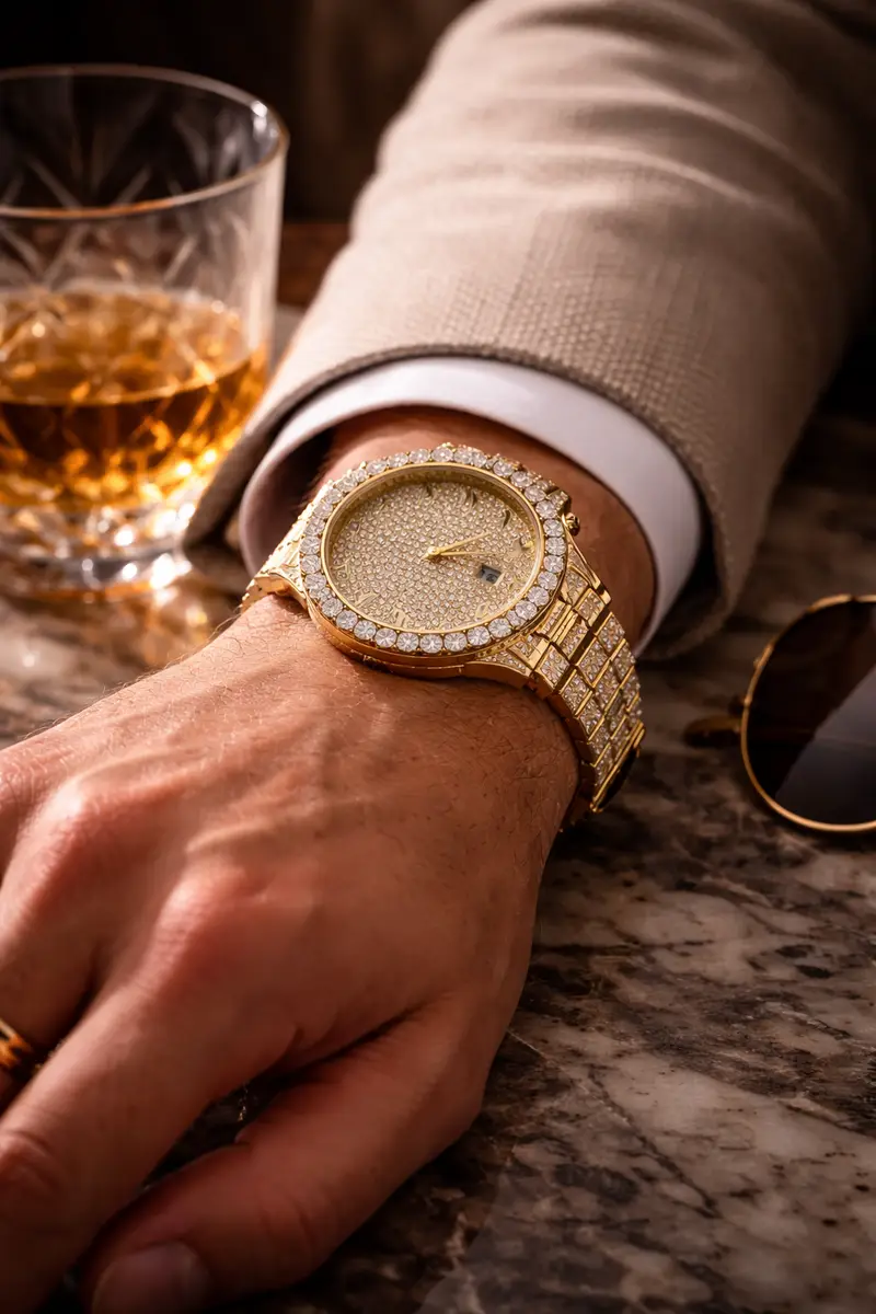 Khrist Golden Analog Stone Studded Watches for Women - Image 18 in Pune